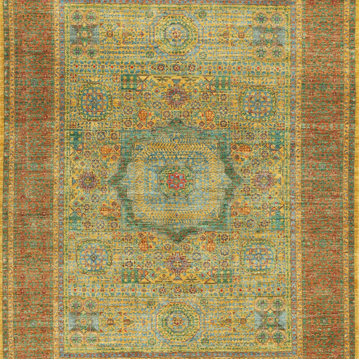 Traditional Copper Green Medallion Rug, tr3178