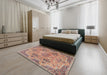 Traditional Tan Brown Persian Rug in a Bedroom, tr3179