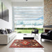 Square Machine Washable Traditional Dark Almond Brown Rug in a Living Room, wshtr317