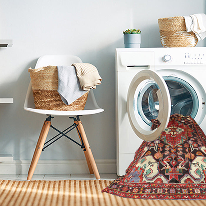 Machine Washable Traditional Dark Almond Brown Rug in a Washing Machine, wshtr317