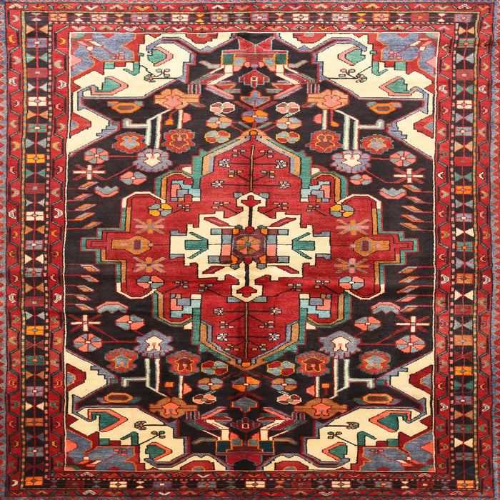 Square Traditional Dark Almond Brown Persian Rug, tr317