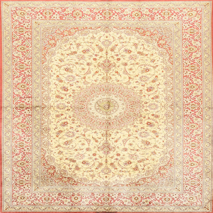 Square Traditional Sand Brown Medallion Rug, tr3181