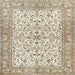 Round Machine Washable Traditional Dark Almond Brown Rug, wshtr3182