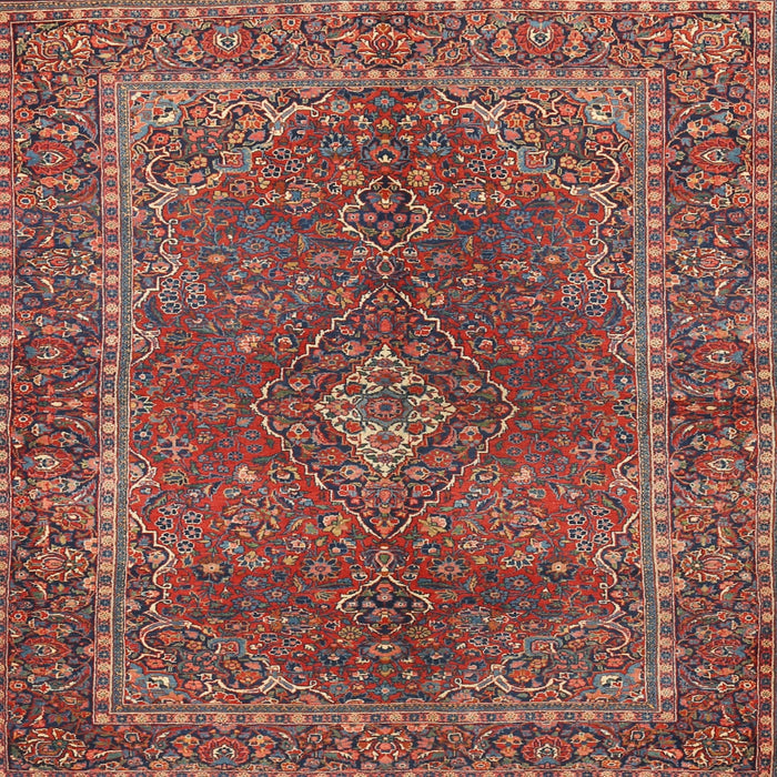 Square Traditional Orange Salmon Pink Persian Rug, tr3184