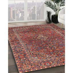 Machine Washable Traditional Orange Salmon Pink Rug in a Family Room, wshtr3184