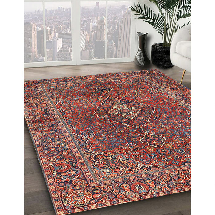 Machine Washable Traditional Orange Salmon Pink Rug in a Family Room, wshtr3184