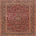 Round Machine Washable Traditional Tomato Red Rug, wshtr3185