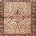 Round Machine Washable Traditional Brown Rug, wshtr3186