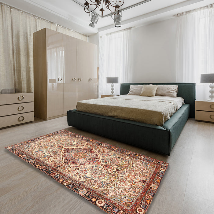 Machine Washable Traditional Brown Rug in a Bedroom, wshtr3186