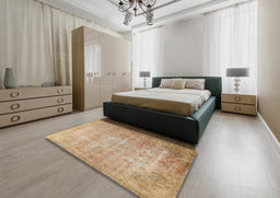 Traditional Bronze Brown Persian Rug in a Bedroom, tr3189