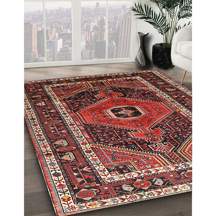 Machine Washable Traditional Saffron Red Rug in a Family Room, wshtr318