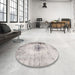 Round Traditional Rosy Brown Pink Persian Rug in a Office, tr3190