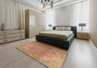 Traditional Sand Brown Persian Rug in a Bedroom, tr3193