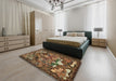 Traditional Bronze Brown Animal Rug in a Bedroom, tr31