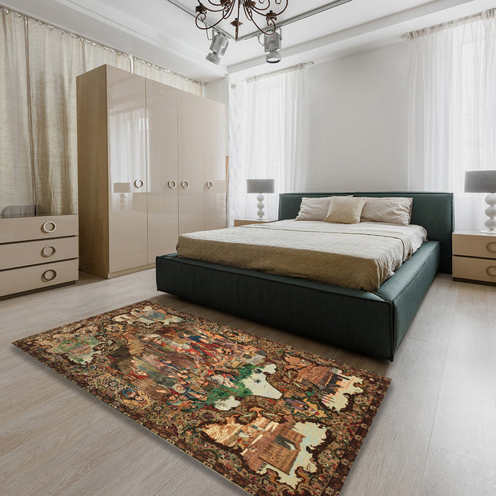 Traditional Bronze Brown Animal Rug in a Bedroom, tr31