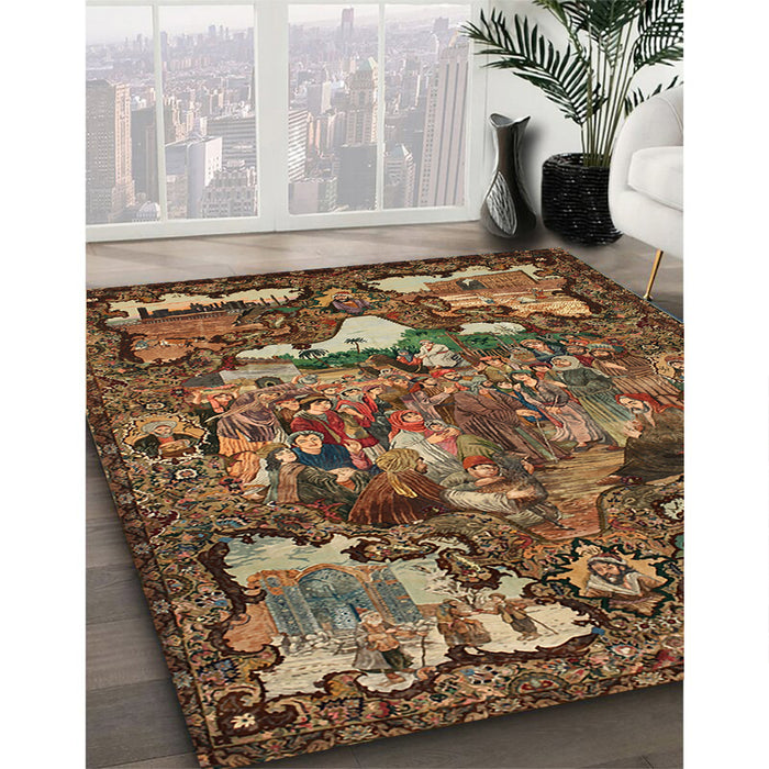 Traditional Bronze Brown Animal Rug in Family Room, tr31