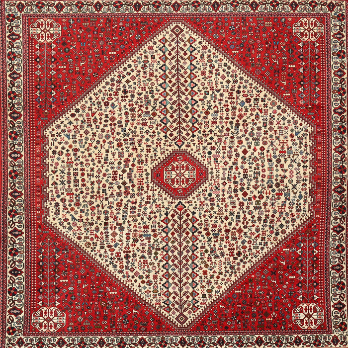 Round Machine Washable Traditional Tomato Red Rug, wshtr3201