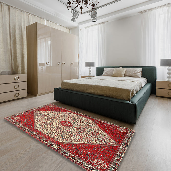 Traditional Red Persian Rug in a Bedroom, tr3201