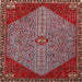 Round Machine Washable Traditional Tomato Red Rug, wshtr3203