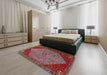 Machine Washable Traditional Tomato Red Rug in a Bedroom, wshtr3203