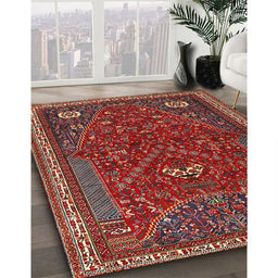 Traditional Dark Almond Brown Persian Rug in Family Room, tr3204