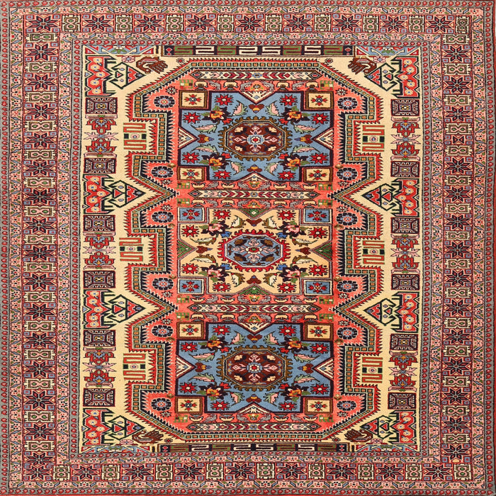 Square Traditional Saffron Red Persian Rug, tr3205