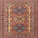 Square Traditional Saffron Red Persian Rug, tr3205