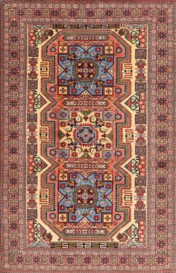 Machine Washable Traditional Saffron Red Rug, wshtr3205