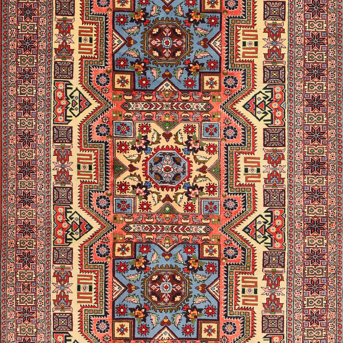 Machine Washable Traditional Saffron Red Rug, wshtr3205