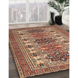 Traditional Saffron Red Persian Rug in Family Room, tr3206