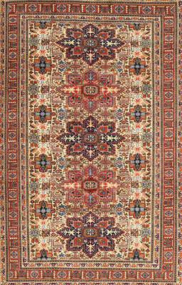 Machine Washable Traditional Saffron Red Rug, wshtr3206
