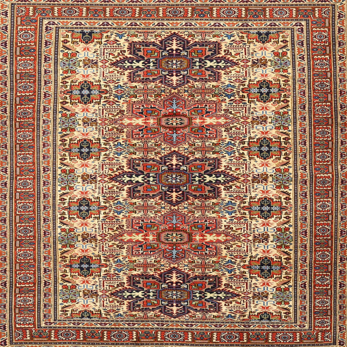 Round Machine Washable Traditional Saffron Red Rug, wshtr3206