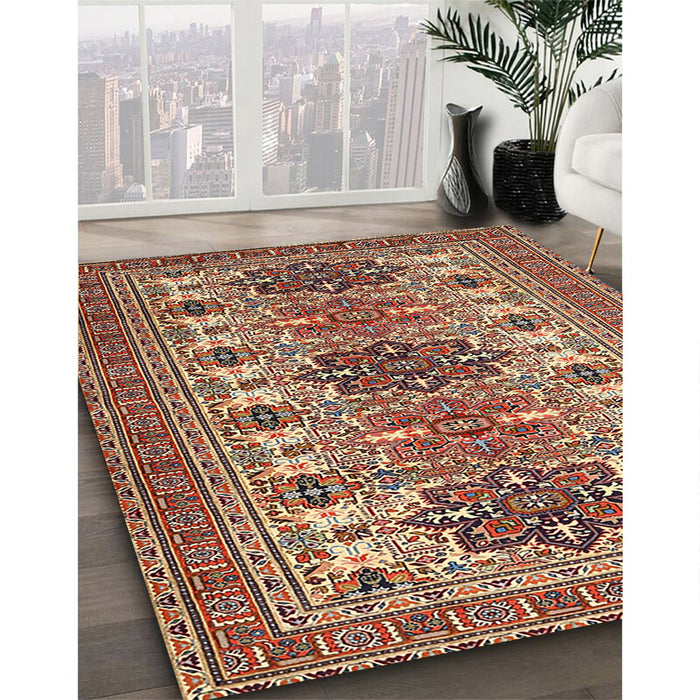 Machine Washable Traditional Saffron Red Rug in a Family Room, wshtr3206
