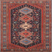 Round Machine Washable Traditional Saffron Red Rug, wshtr3208