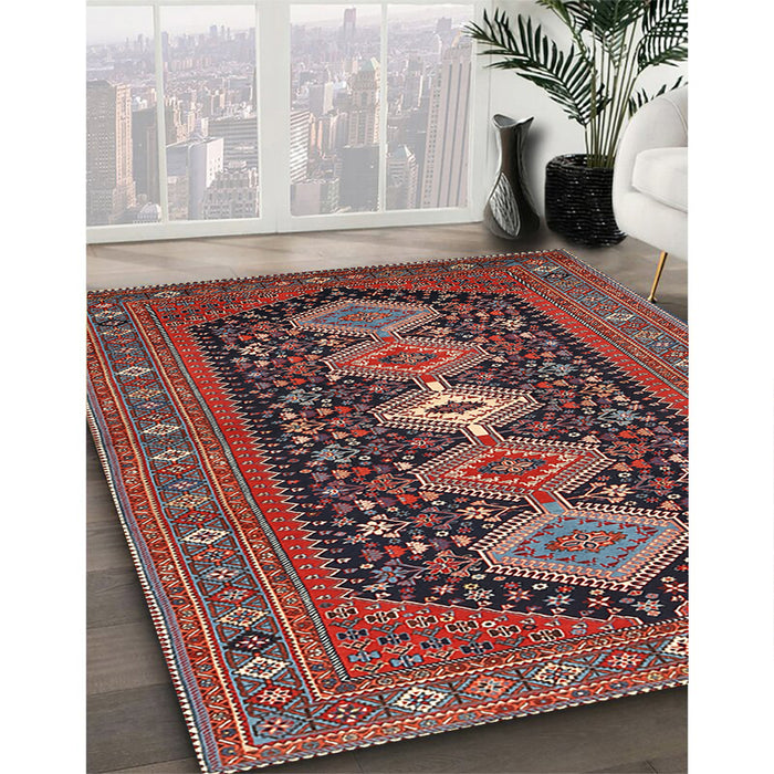 Traditional Saffron Red Persian Rug in Family Room, tr3208