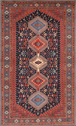Machine Washable Traditional Saffron Red Rug, wshtr3208