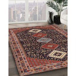 Traditional Dark Almond Brown Persian Rug in Family Room, tr3209