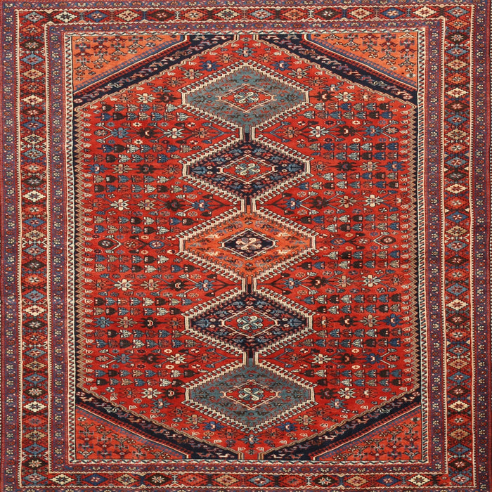 Square Traditional Dark Gold Brown Persian Rug, tr3210