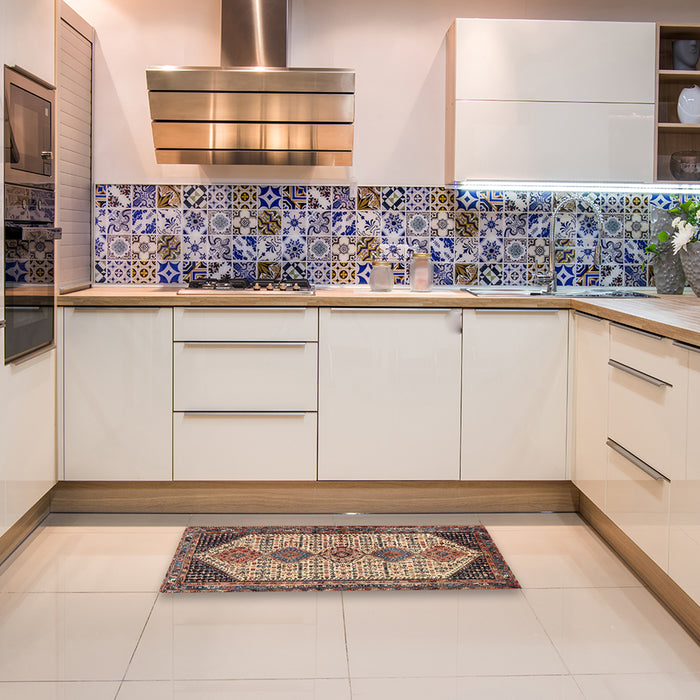 Traditional Red Brown Persian Rug in a Kitchen, tr3211