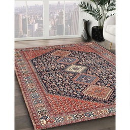 Traditional Camel Brown Persian Rug in Family Room, tr3213