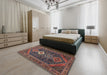 Traditional Dark Almond Brown Persian Rug in a Bedroom, tr3216
