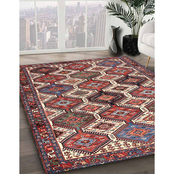 Machine Washable Traditional Saffron Red Rug in a Family Room, wshtr3217