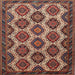 Square Traditional Saffron Red Persian Rug, tr3219