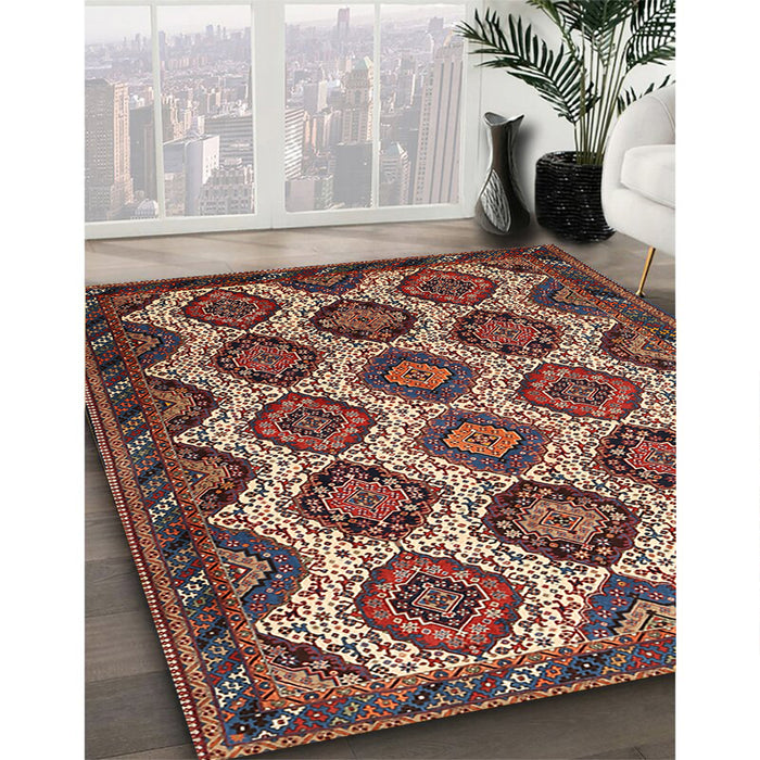Machine Washable Traditional Saffron Red Rug in a Family Room, wshtr3219