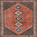 Round Machine Washable Traditional Orange Salmon Pink Rug, wshtr3220