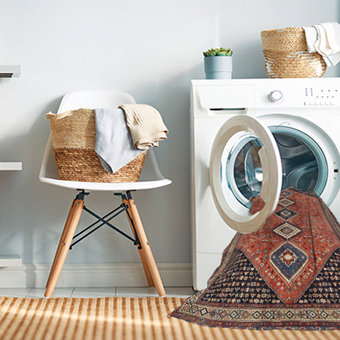 Machine Washable Traditional Orange Salmon Pink Rug in a Washing Machine, wshtr3220