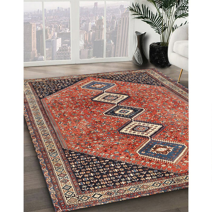 Machine Washable Traditional Orange Salmon Pink Rug in a Family Room, wshtr3220