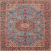 Round Machine Washable Traditional Brown Red Rug, wshtr3221