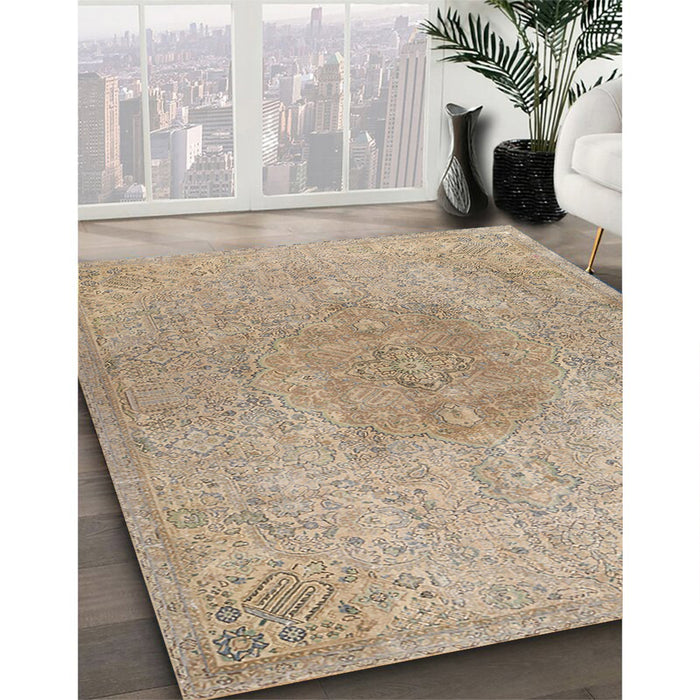 Traditional Dark Almond Brown Persian Rug in Family Room, tr3226