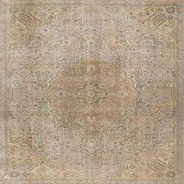 Square Traditional Dark Almond Brown Persian Rug, tr3226